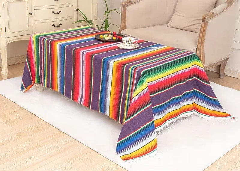 Bluejw In-Stock Cross-Border for Pinbo Modern Rectangle Mexican Party Tablecloth Table Runner Woven with Tassels Blanket - Image 1